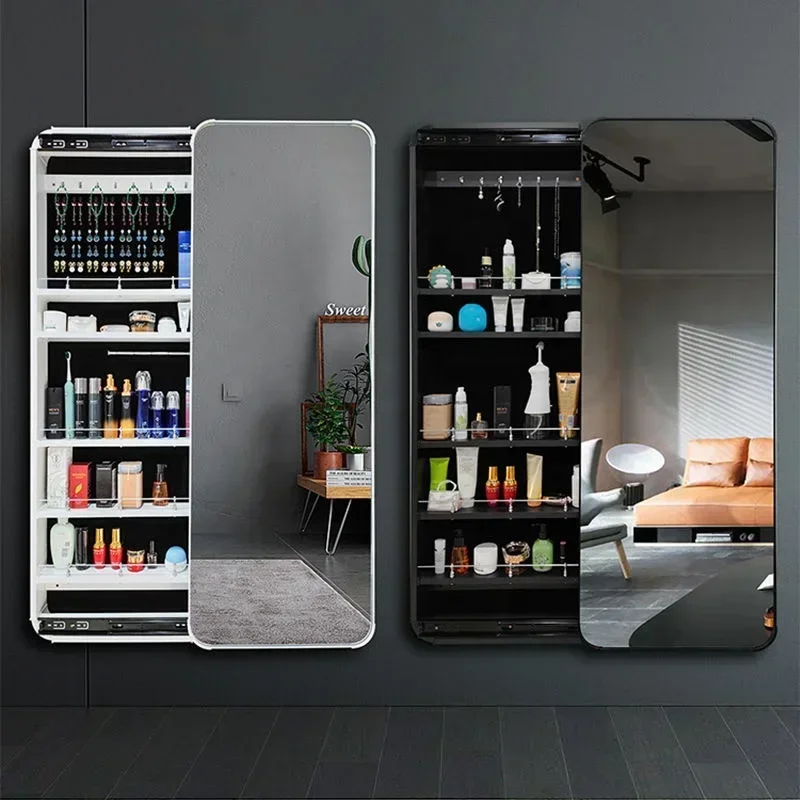 Full-length mirror packing storage cabinet storage shelf one invisible intelligent LED hidden wall-mounted full-length mirror