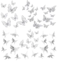 48pcs 3D Butterfly Wall Decor 4 Styles 3 Sizes, Gold Butterfly Decorations for Butterfly Birthday Party Cake Room Decorations