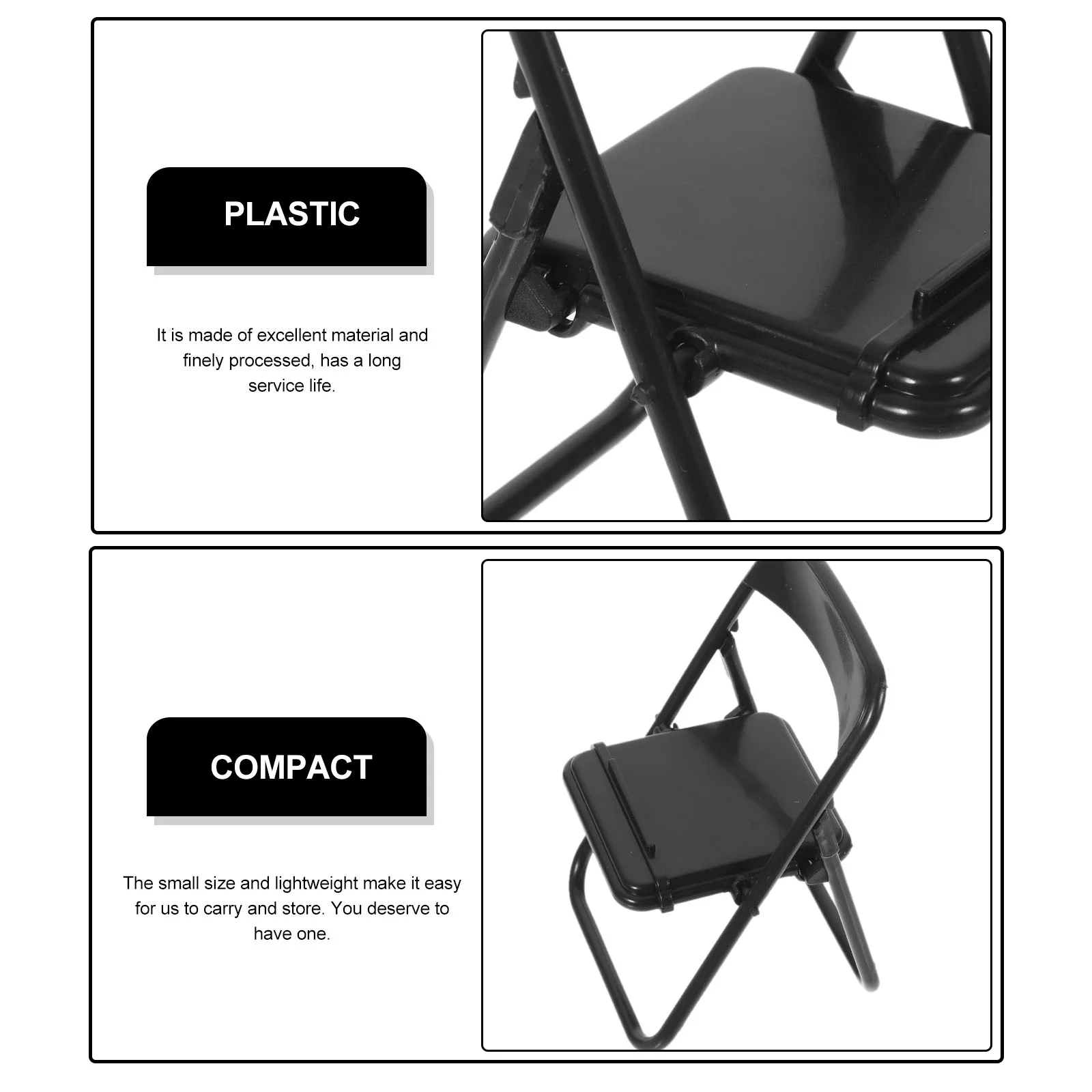 12 Pcs Folding Chair Table Furniture Miniature Model Stand Mobile Holder Fodable Decoration Black Work