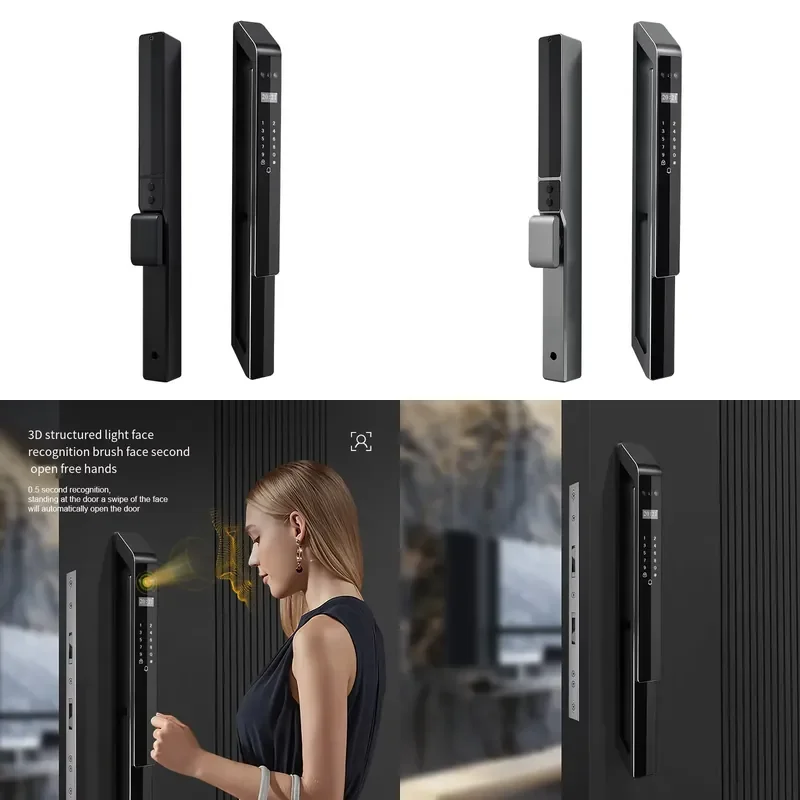 Convenient Waterproof Smart Door for Aluminum Commercial Doors with 3D Biometric Fingerprint APP Control (