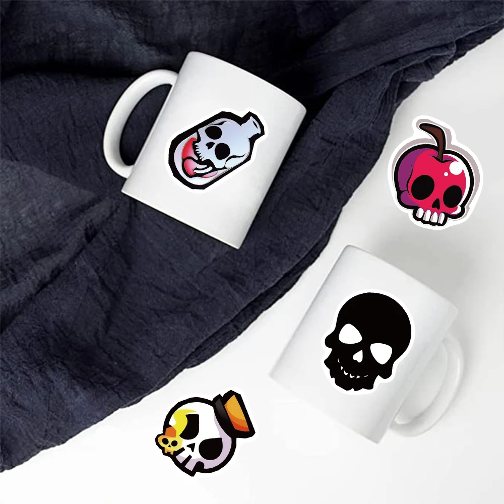 Cabeça do crânio dos desenhos animados adesivos, impermeável, manuais, casos de telefone, laptop, skates, bagagem, 52pcs