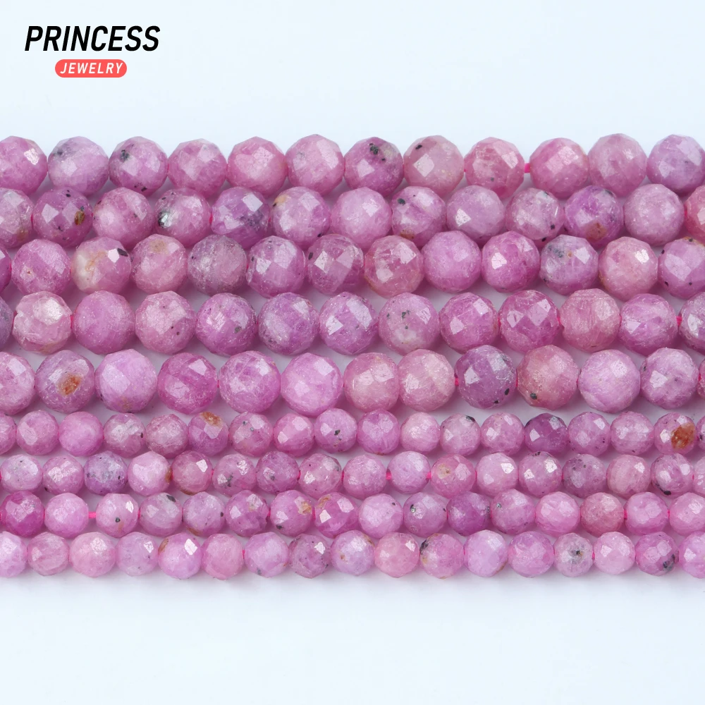 A++ 100% Natural Ruby 2-5mm Faceted Beads Without Heat Treatment for Jewelry Making Wholesale Loose Stone Beads DIY Accessories