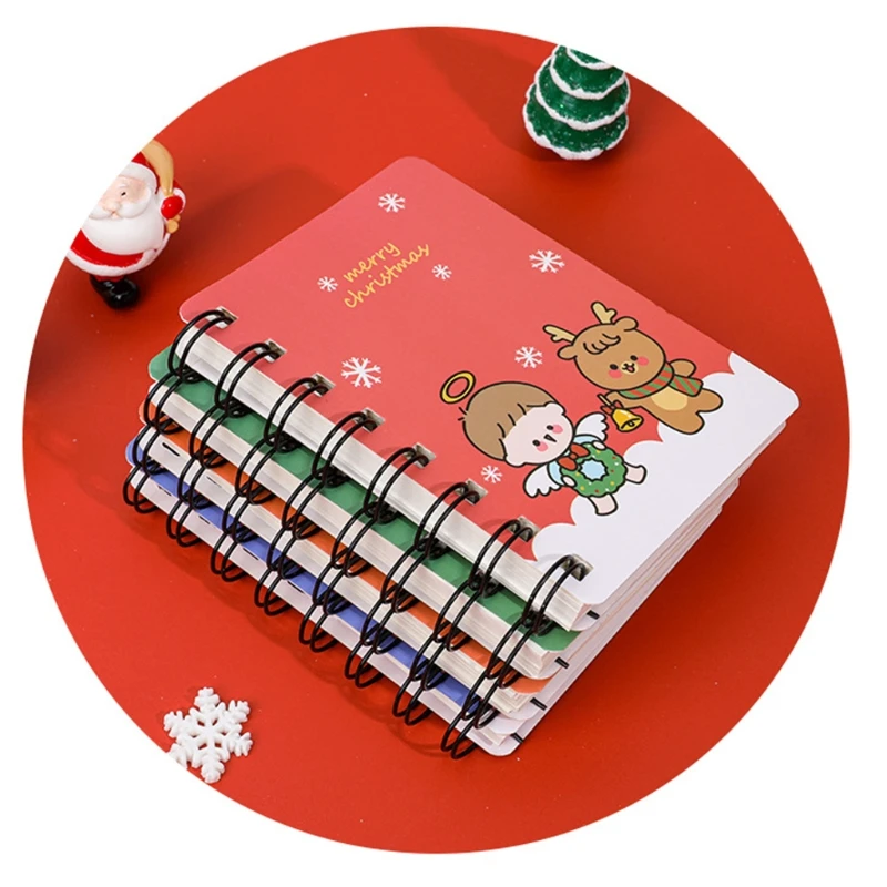 Mini-Notizblock, tragbares Notizbuch, Weihnachtsserie, Rollover-Spulen-Notizbuch, Schreibwaren