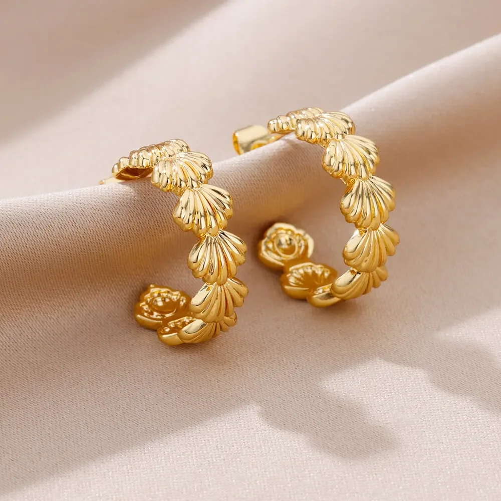 Fashion Stainless Steel Geometric Earrings for Women Gold Color C Shape Earrings Engagement Wedding Party Jewelry Gifts