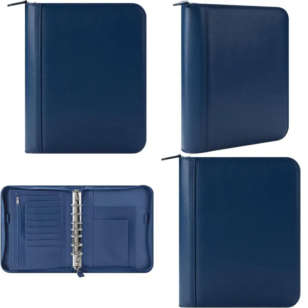 

Кожаный ежедневник с застежкой-молнией: Классический синий планировщик