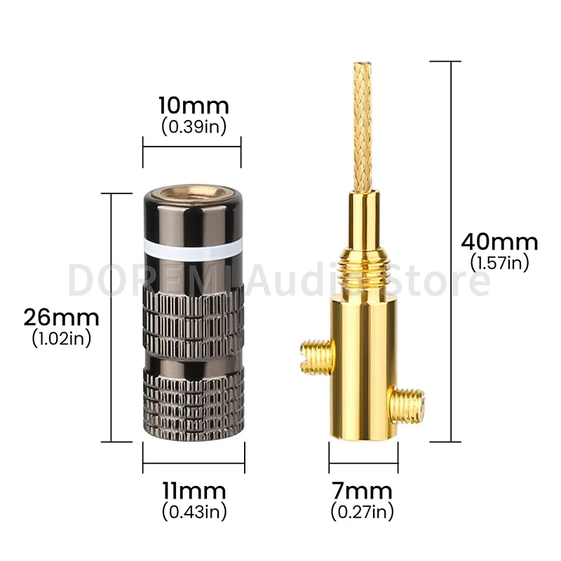 2MM Banana Speaker Connector 24K Copper Gold Plated HIFI Banana Jack Screw Type Audio Video Wire Plug Braided Plug Connectors — zdjęcie produktu 4