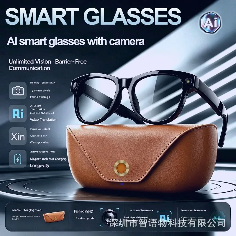 Smart glasses with charging compartment 2000mAh long battery life shooting video recording call translation ai glasses