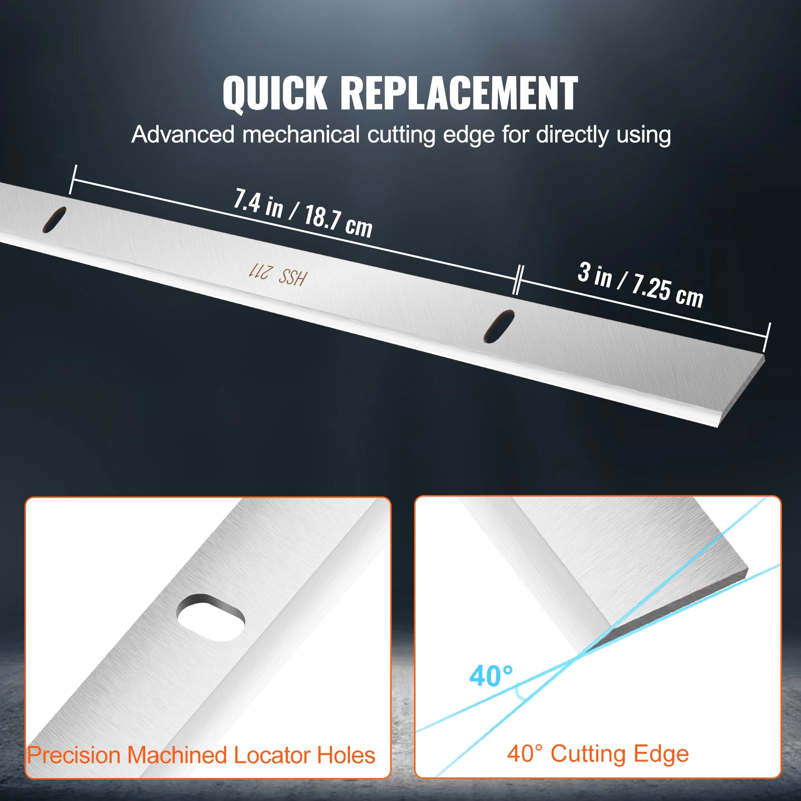 VEVOR Planer Knives, 13 inch 2mm Thickened High Speed Steel Replacement HRC55-60 Hardness, Suit for 13in/12.5in Benchtop Planer