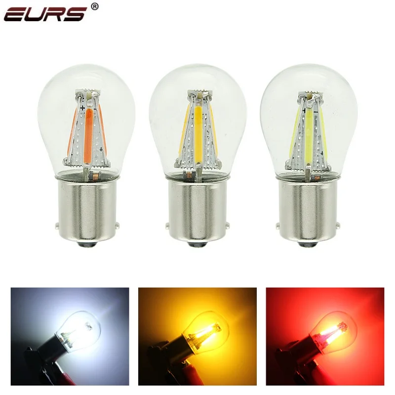 1pcs 1156 BA15S P21W LED 1157 BAY15D COB Filament Car Brake Lights Turn Signal Lamp Tail Reverse Bulb 12V DRL White Red Yellow