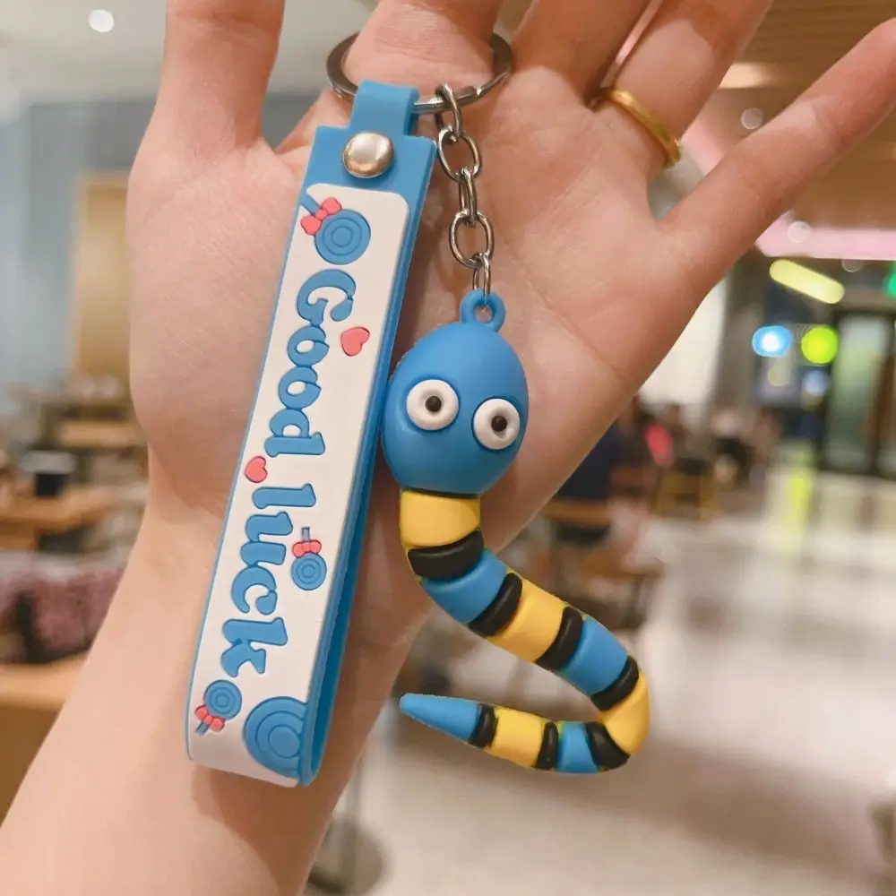 Silicone Snake Lucky Pendant Jewelry Bag Charm Rainbow Snake Keychain Cartoon Ins Zodiac Snake Year Key Ring Children Gifts