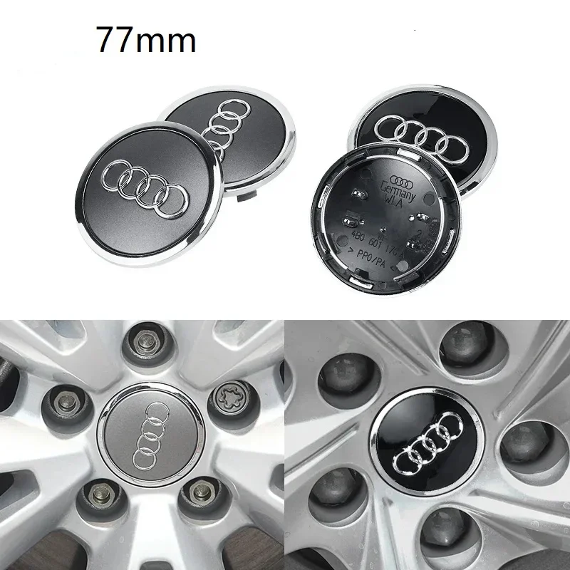 4pcs 77mm Car Styling For Audi  Wheel Center Cap Hub Covers Badge For Audi Old Q7 4L0601170 Auto Accessories