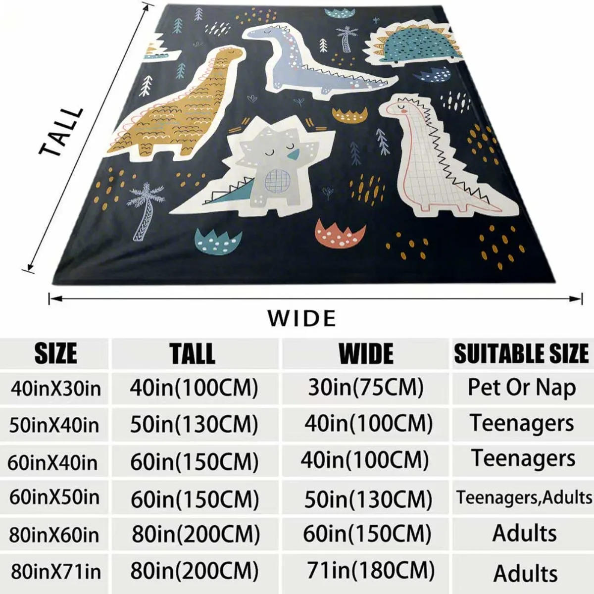 Decorative Dinosaur Jungle Print Throw Blanket for Kids Nursery Room Decor Bedspread 150x200cm