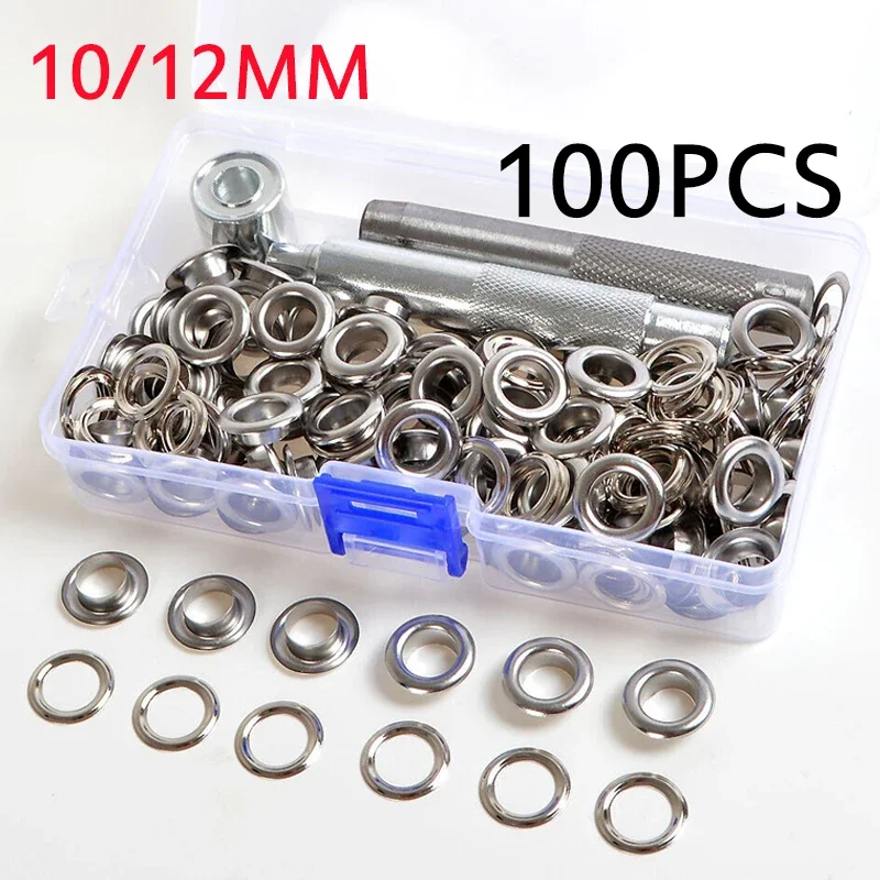 

100set Eyelet Punch Die Tool Set Leather Craft Banner Kit Eyelets Grommet Washer for DIY Clothing Shoes Belt Bag Grommet New