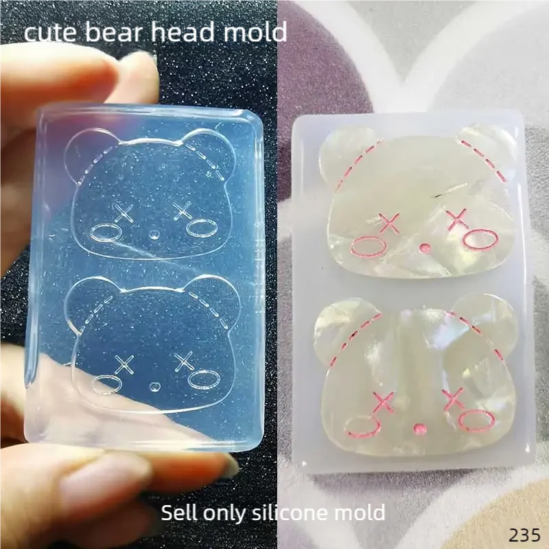 

DIY Handcraft Bear head with X eyes Epoxy Resin Mold Food Play Miniature Pinching Mould Epoxy Resin Mold UV Resin Moldse