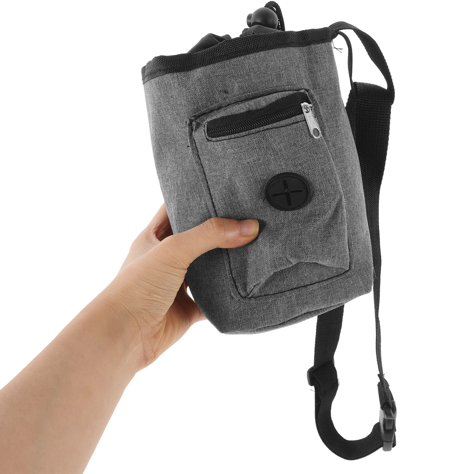 クライミングチョークバッグ グレーオックスフォード布 滑り止め耐久性のあるチョークポーチ ロッククライミング 登山 フィットネス 犬のトレーニング用