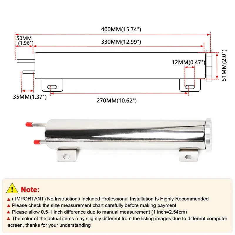 for  Car Modification Accessories Polished Stainless Steel Radiator Overflow Tank Cooling Kettle 2 Inches