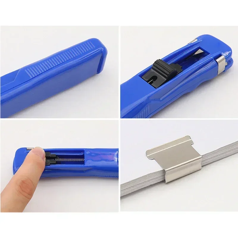 Snelle Clam Clip Dispenser Metalen Navulling Clips Voor School Office Student Push Clip Apparaat Draagbare Handheld Papier Bindmiddel Clips