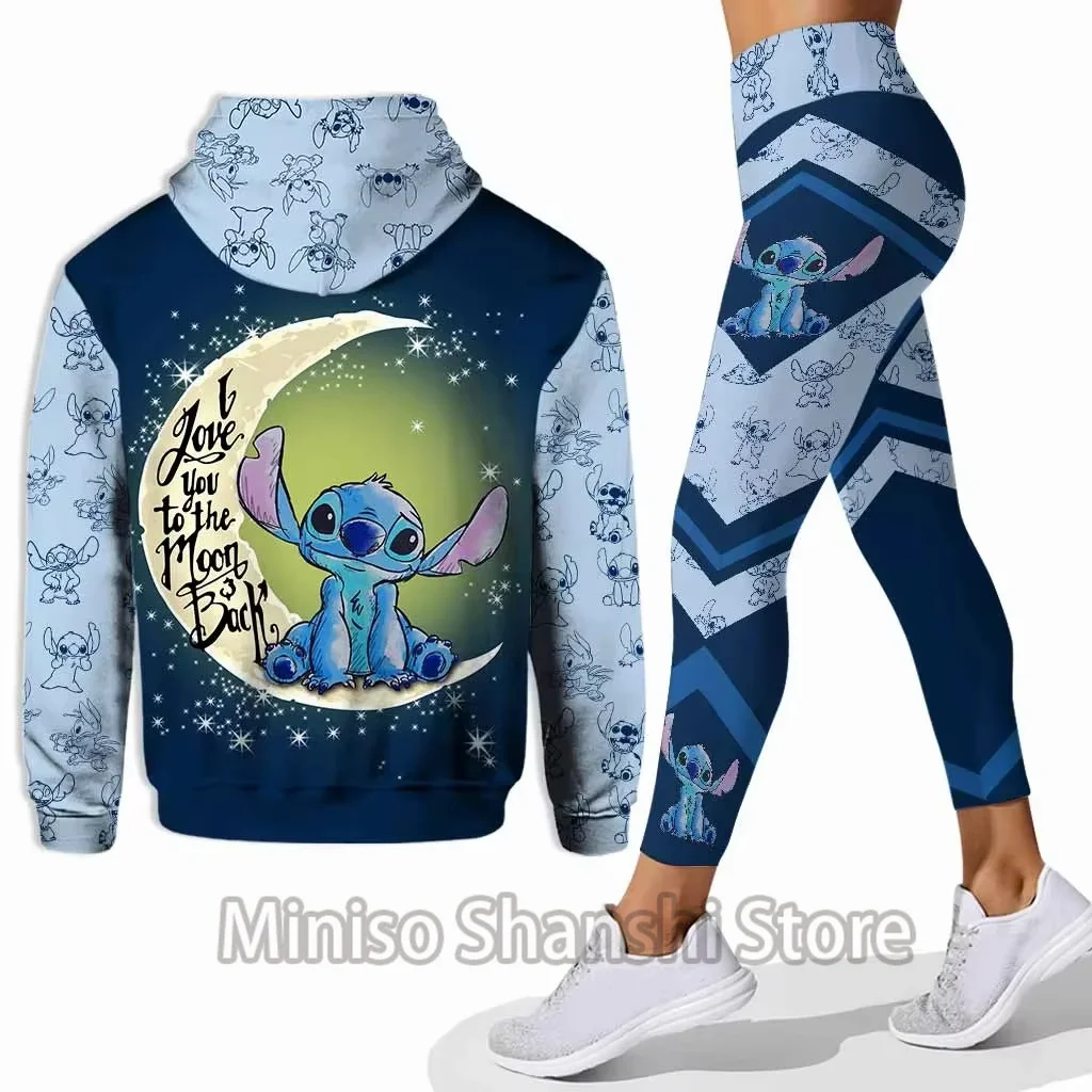 New Personalized Disney Mickey Mouse Minnie 3D Women\'s Hoodie and Leggings Suit Minnie Yoga Pants Sweatpants Fashion Sports Suit