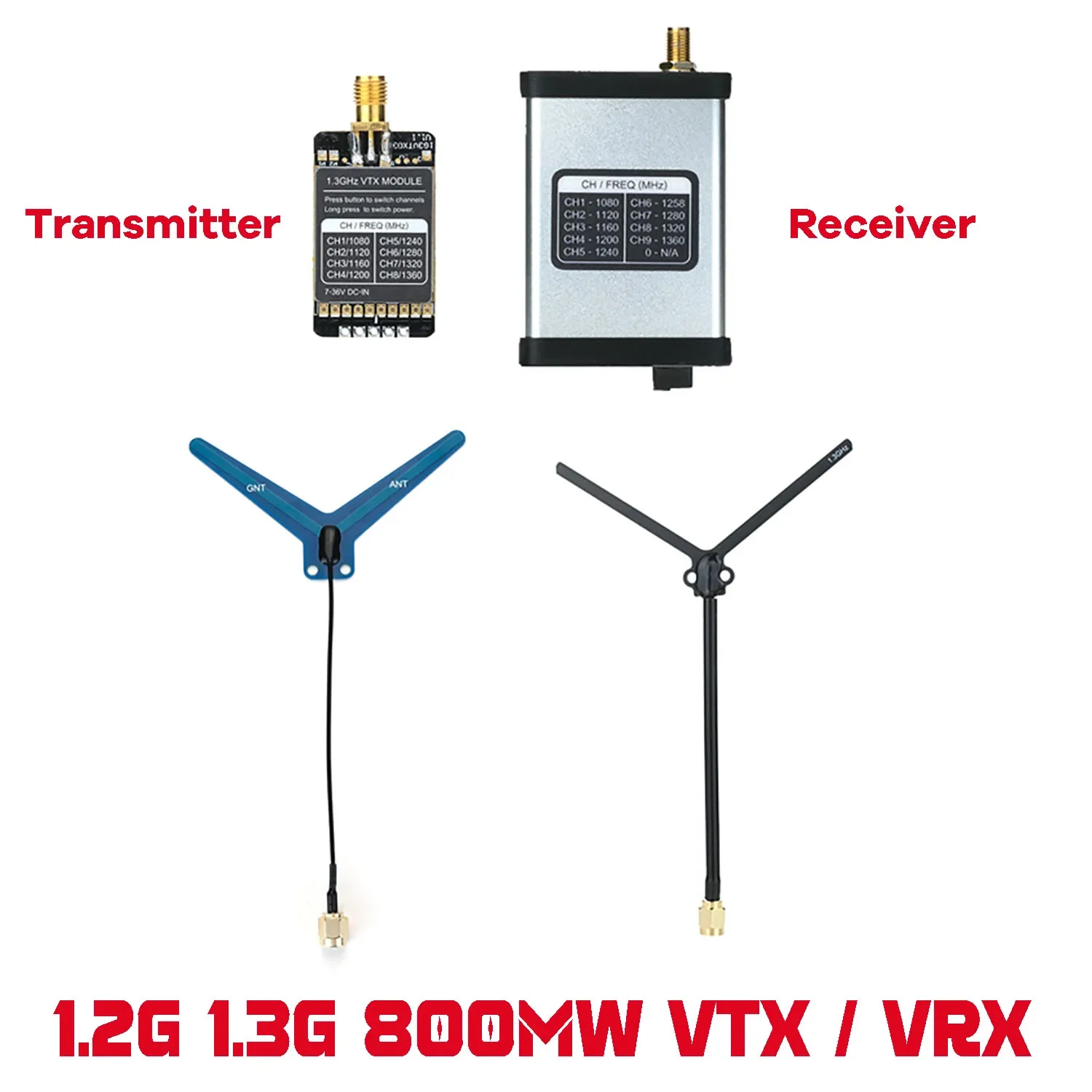 

Модуль приемопередатчика VTX VRX 1.2G 1.3G 800мВт для аудио- и видеосвязи FPV с Y-образной антенной для радиоуправляемых FPV-дронов, мультикоптеров и гоночных квадрокоптеров дальнего действия