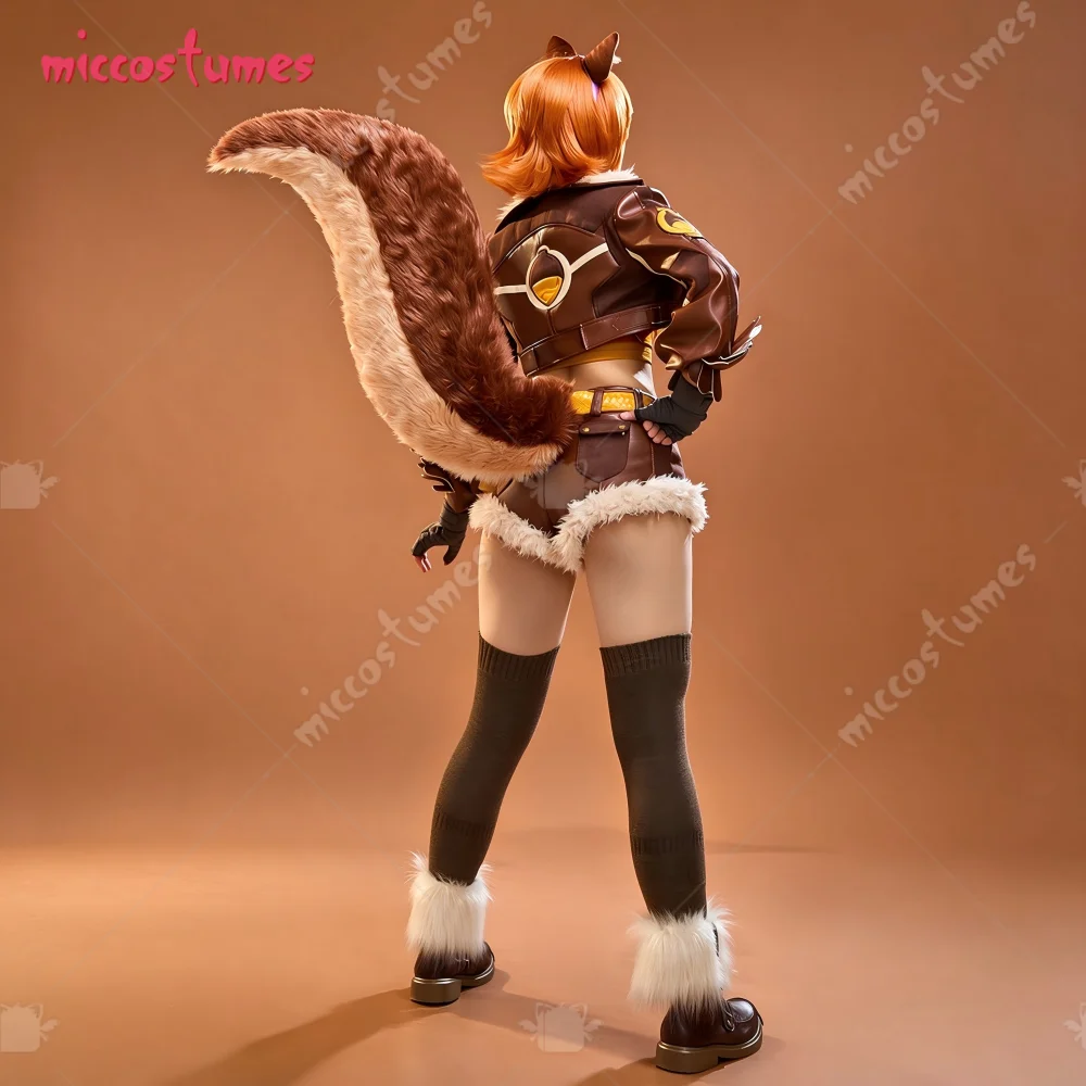 【US+EU Stock】Miccostumes Women's Rival Girl Game Cosplay Costume Vest Shorts with Jacket Tail for Halloween