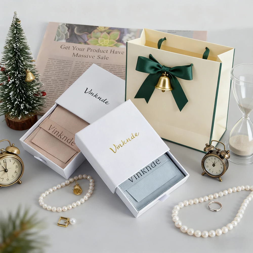 

Wholesale Jewelry Paper Drawer Box Necklace Rings Microfiber Bag Custom Logo Earrings Bracelet Jewellry Packaging Gift Boxes
