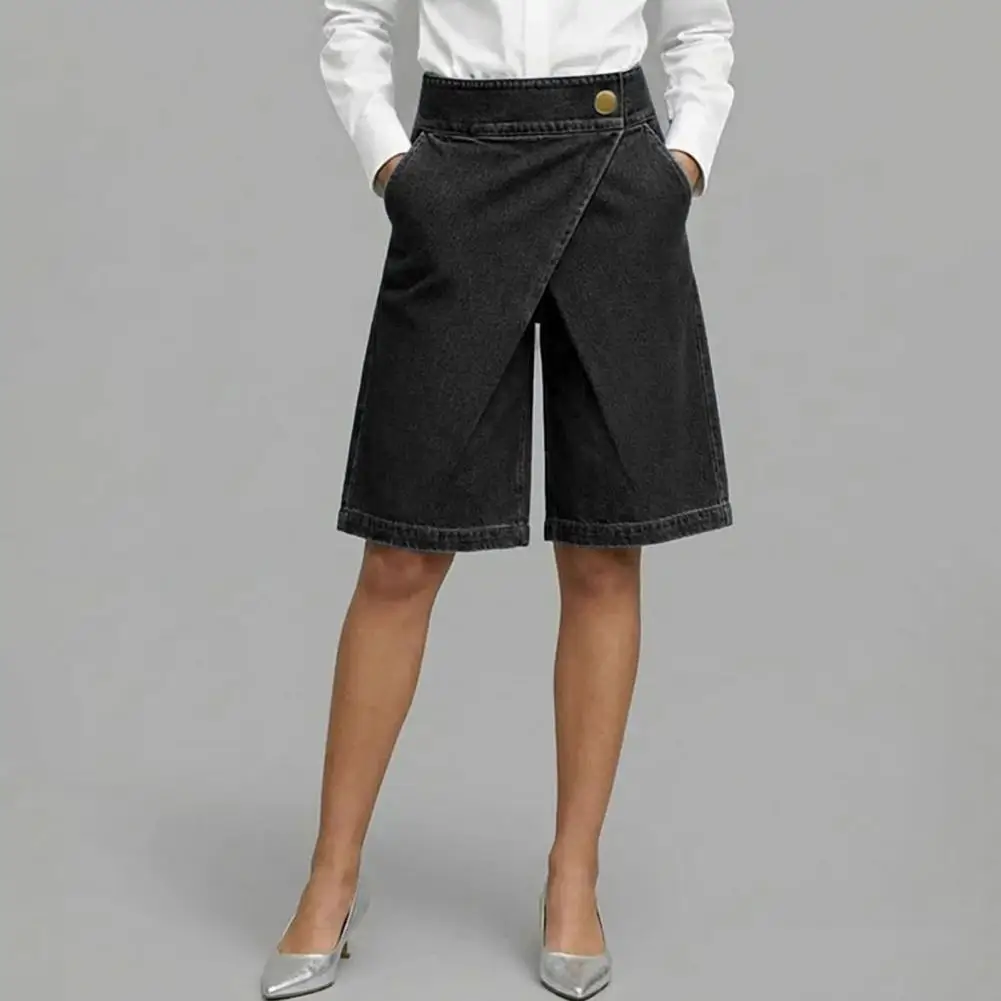 Women Denim Shorts Women Shorts Stretchy Denim Bermuda Shorts for Women High Waisted Knee-length Jeans Baggy Loose Jorts