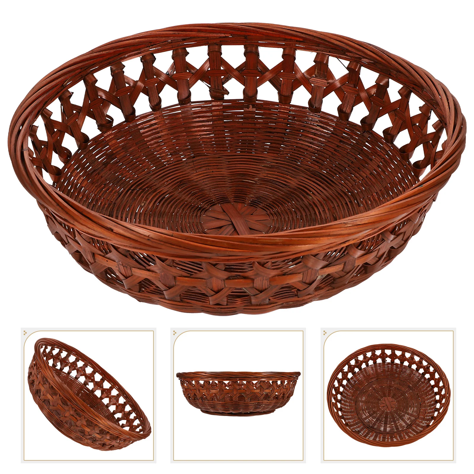 

1Pcs Bamboo Woven Storage Basket Home Office Kitchen Fruit Bread Vegetable Organizer Multipurpose Container Woven Basket