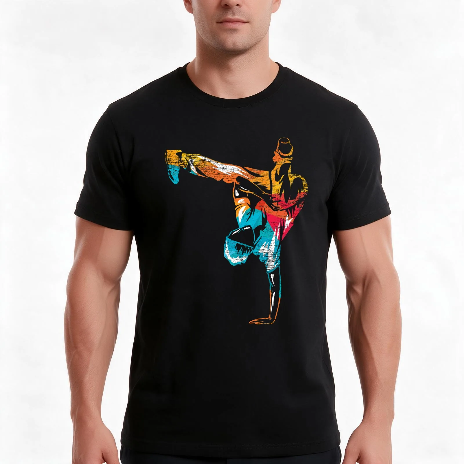 Breakdancing B-boy T-Shirt Summer Casual Cotton Tee Oversized Streetwear Tops Vintage Graphic Print Loose Fit Short Sleeve