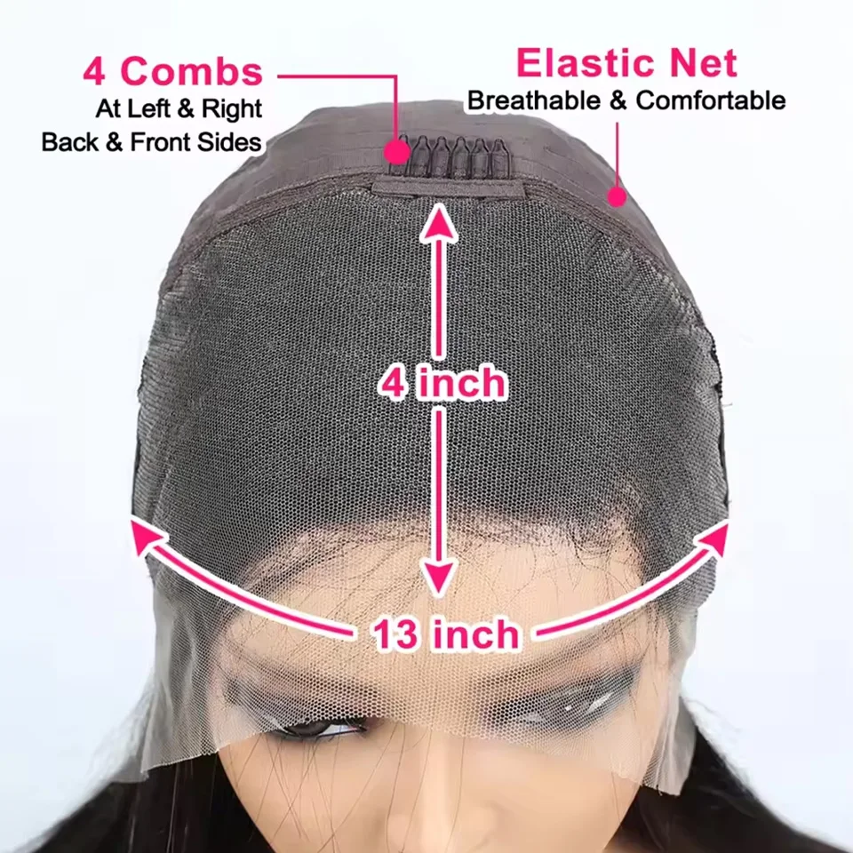 13X4 Chocolate Brown Straight Bob Wig 4X4 Silky Straight HD Lace Frontal Wig Natural Hairline Pre Plucked Human Hair 100% 16Inch image 3