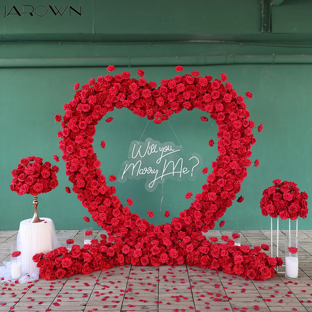 

Customized Luxury Red Artificial Rose Hydrangea Love Heart Shape Floral Arrangement for Wedding Decor Props Table Centerpieces