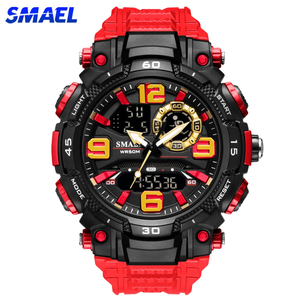 SMAEL Top Luxury Watches Men Dual Display Watch Waterproof Men's Sport Wristwatch Mens Military Army Clock Male Stopwatch 1921