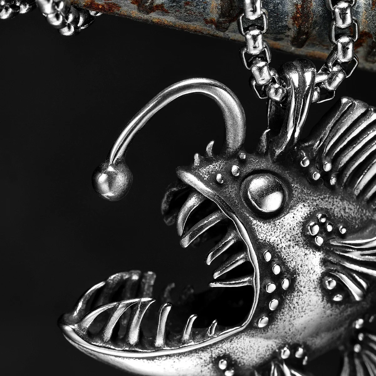 Deep Sea Anglerfish Men Necklaces with Pendant Stainless Steel Jewelry for Male Women Punk Hip Hop Accessories Gifts Wholesale