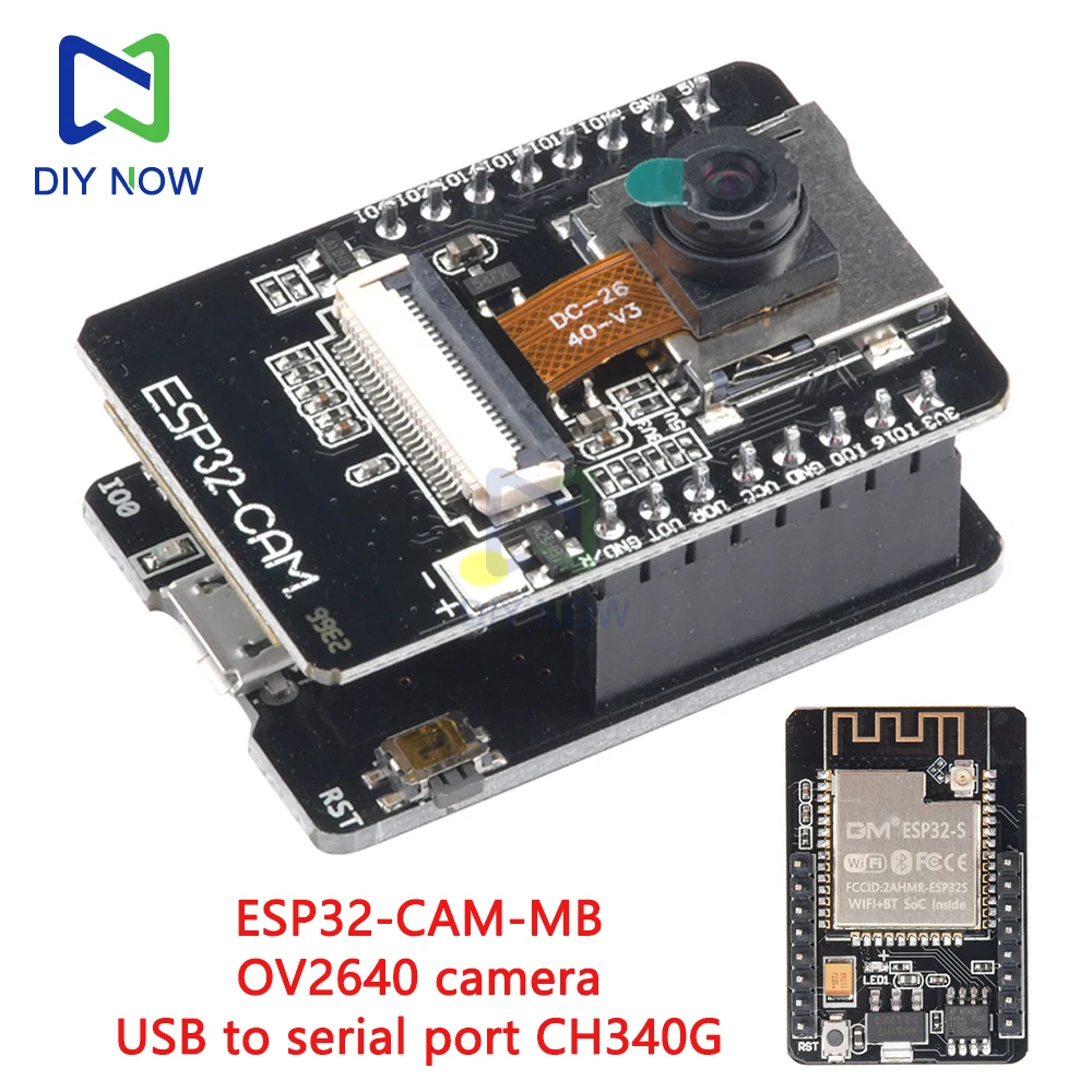 

ESP32-CAM-MB WIFI Bluetooth development board + OV2640 camera MICRO USB ESP32 serial to ESP32 CAM development board CH340G