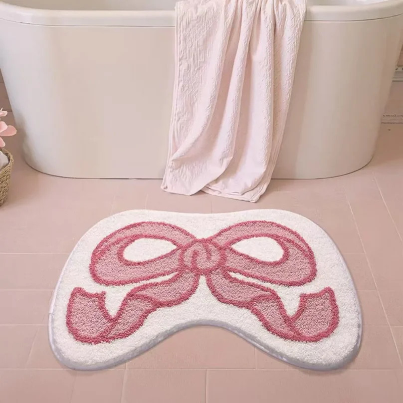 Cute Fun Angel Wings Bathroom Carpet Pink Love Wave Edge Design Bathroom Bedroom Entryway Carpet Ins Style Home Decor
