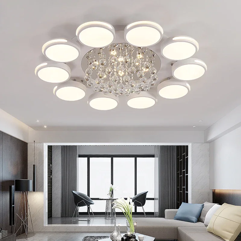 

Multihead Acrylic Ceiling Light with Remote Controller Perforated LED Chips Lighting Transparent Crystal AC110-220V