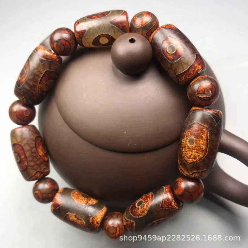 Old Tianzhu Bead Nine Three Eyes Stone Men And Women Agate Chalcedony Bracelet