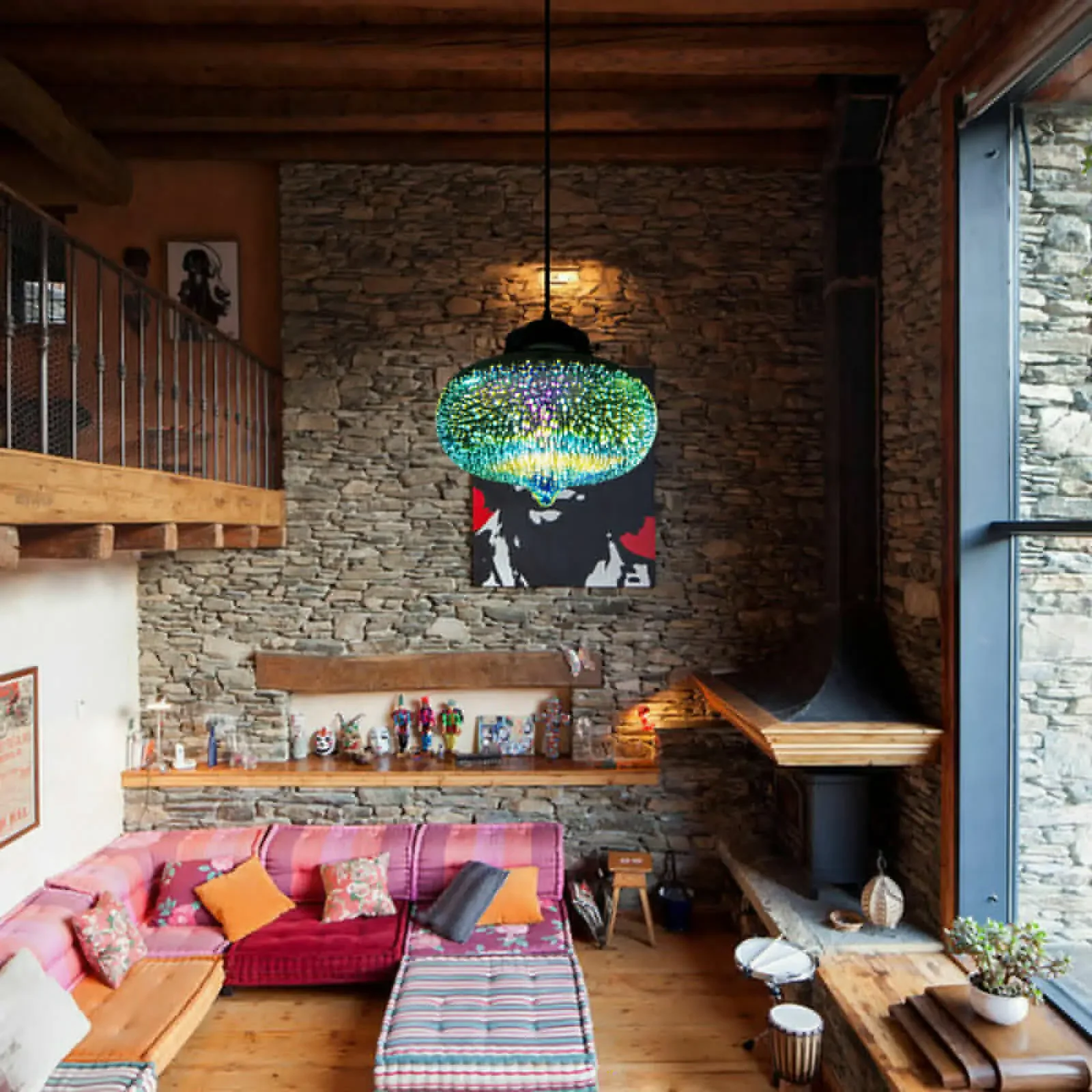 ثلاثية الأبعاد الألعاب النارية الزجاج الملون الحديثة ضوء السقف قلادة مصباح الثريا تركيبات لغرفة المعيشة ديكور