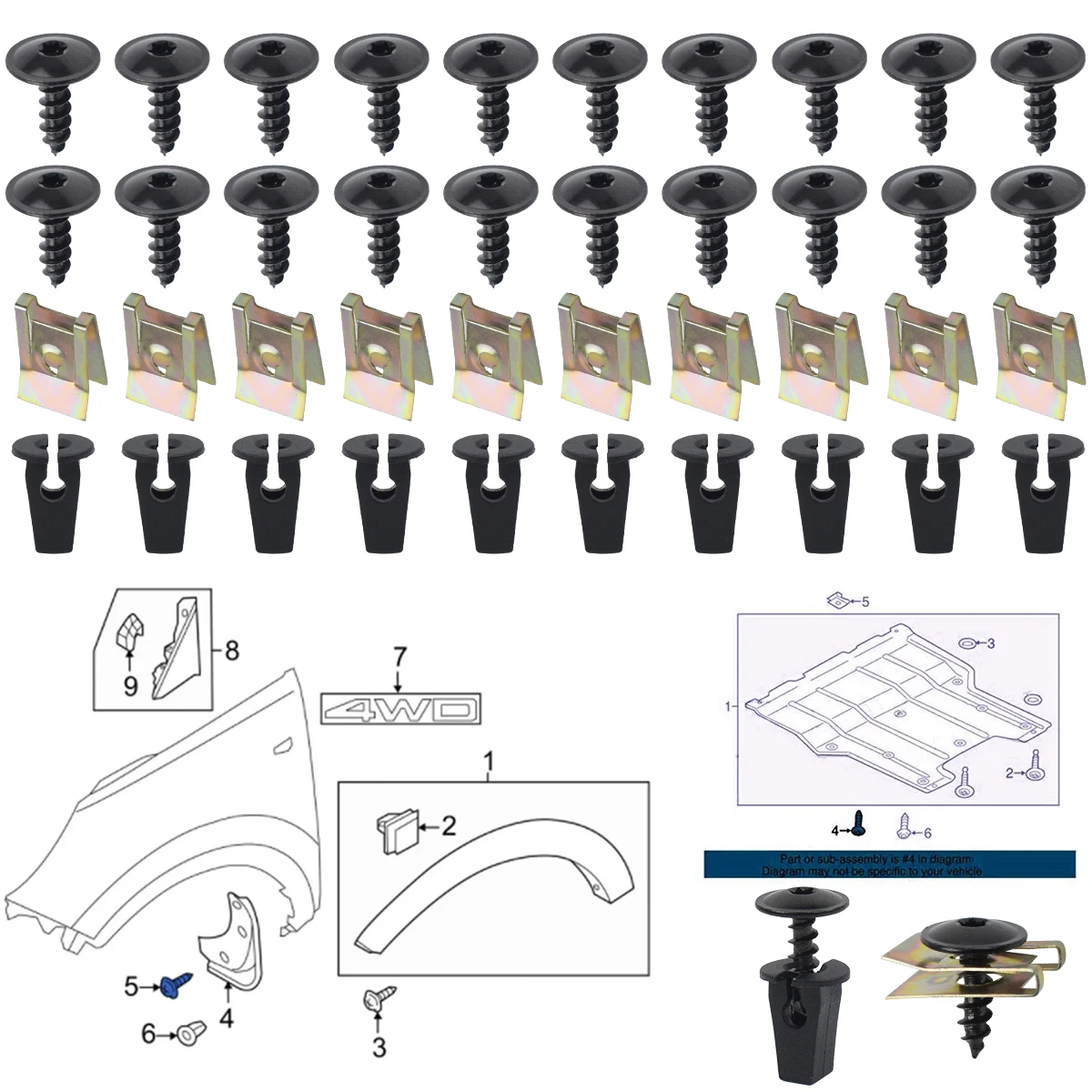 Engine Cover Undertray Splash Guards Wheel Arch Torx Screw Retainer Fastener Nut Clip For VW Golf Polo Audi A1 A3 A4 A5 Q5 Q7 TT 