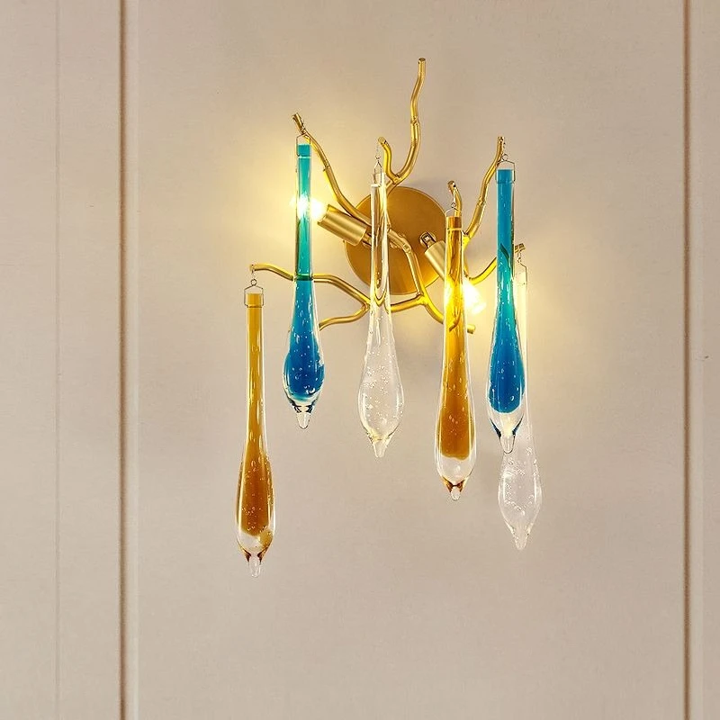 

Modern Crystal Wall Light Luxury Branch Light Living Room Background Wall Decoration Corridor Stairs Bedroom Bedlight