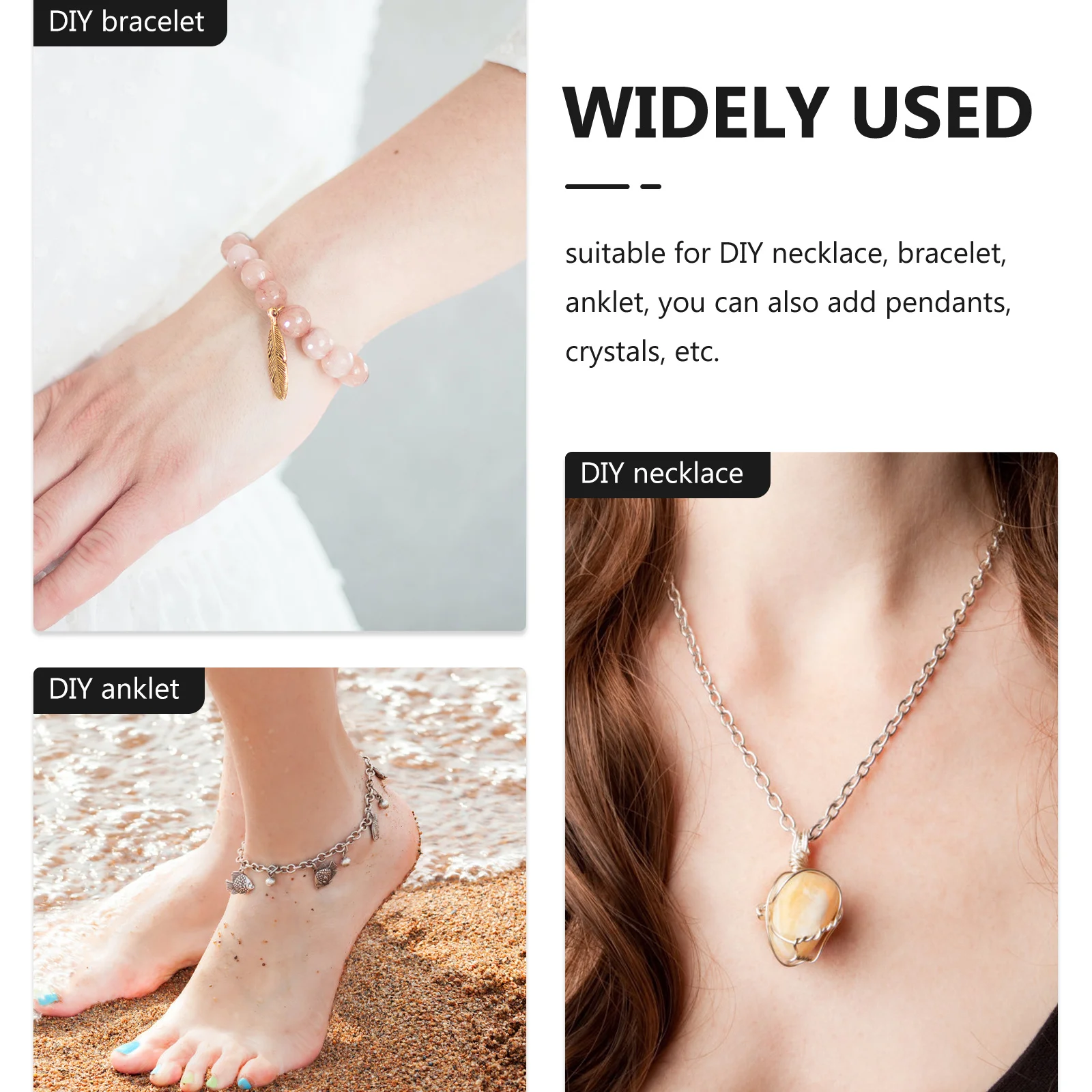 

1 Set Of Vintage Diy Jewelry Kit Premium Cord For Necklace Bracelet Anklet Making Clasps Pendants Beading String Rope Accessory