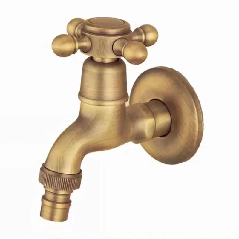

Decorative Outdoor Garden Faucet Washing Machine Mop WC Single Cold Water Taps Wall Mount Retro Brass Small Pool Tap