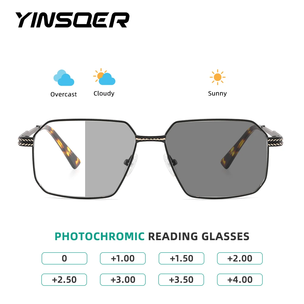 

Photochromic Optical Sunglasses Reading Glasses Metal Frame Men Business Anti-Blue Light Eyewear Myopia Prescription Eyeglasses