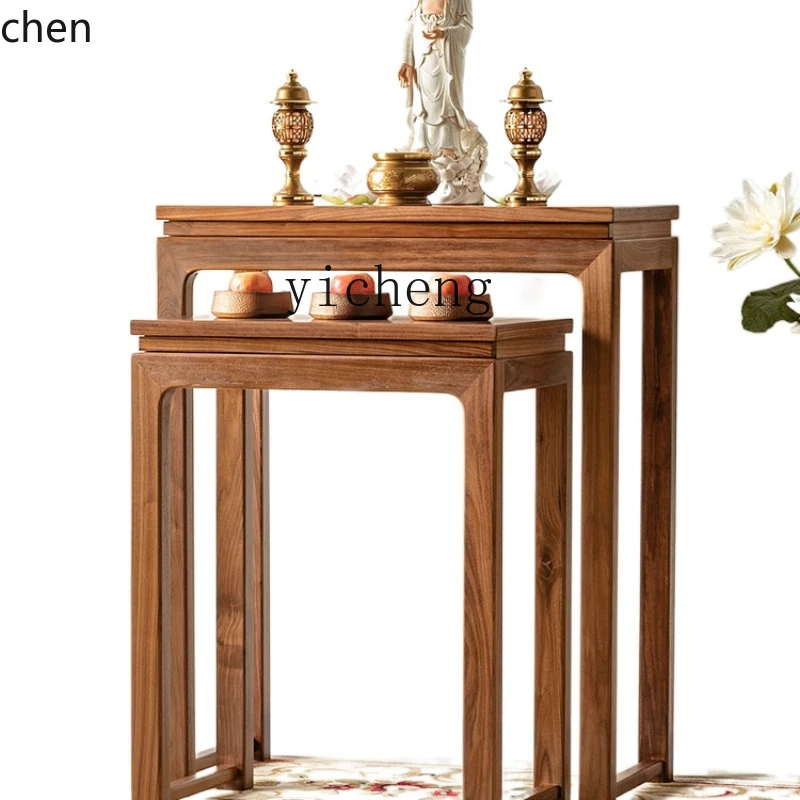 YFY Black Walnut Coffee Table God of Wealth Altar Incense Burner Table Avalokitesvara Buddha Sets