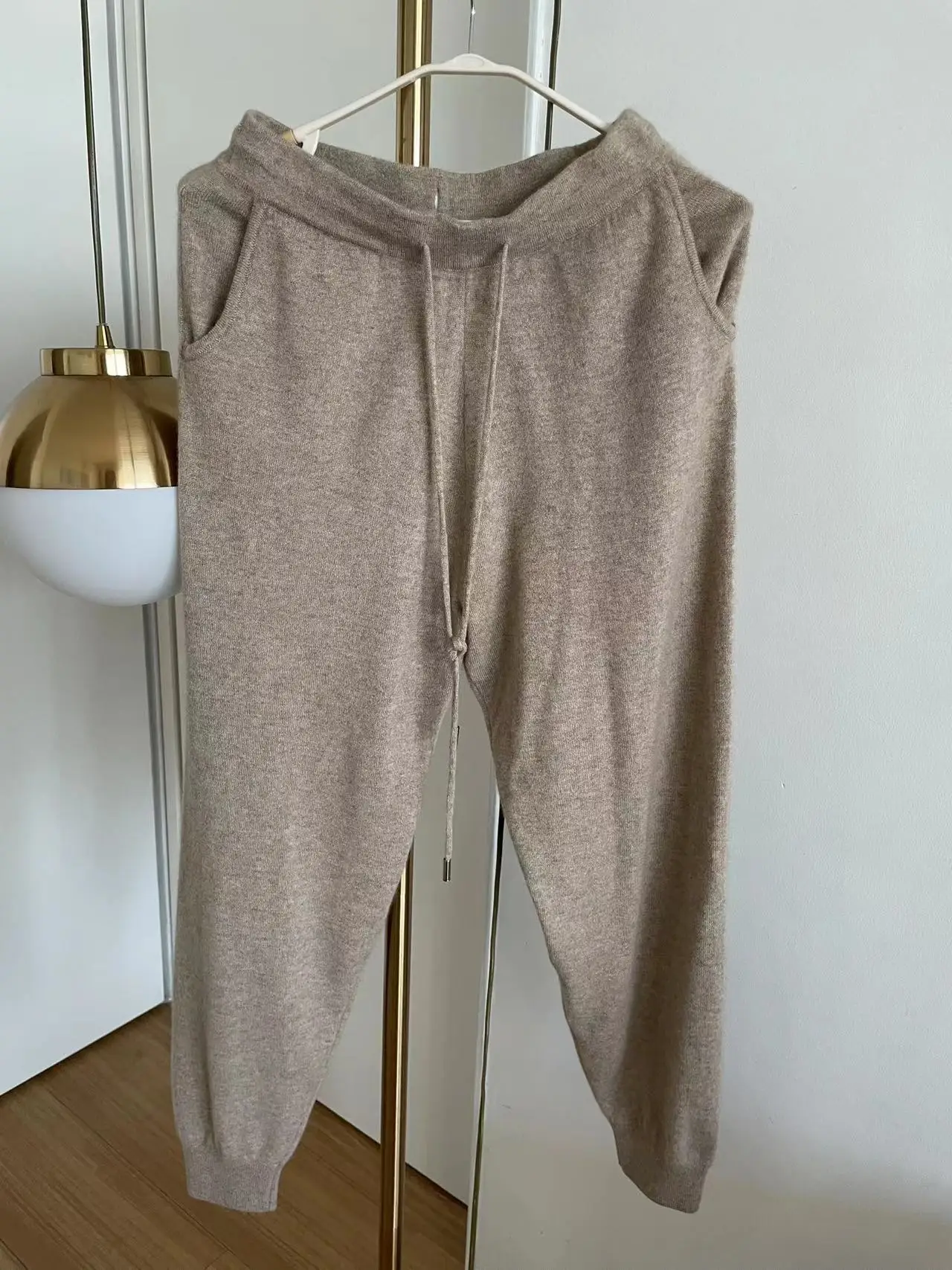 Pure mongol cashmere knitted casual pants set