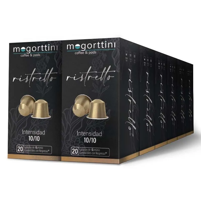 Ristretto 12 cajas  Mogorttini. 240 Cápsulas de aluminio compatibles con Nespresso 8436583660584 Raíz Inicio NESPRESSO MOGRISX12