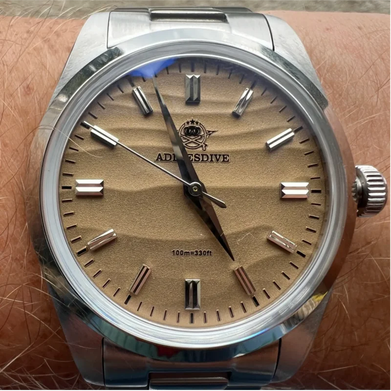 Addiesdive 36mm ad2030 sem logotipo relógio masculino deserto 3d dial 316l aço inoxidável 10bar à prova dwaterproof água reloj hombre relógios de quartzo