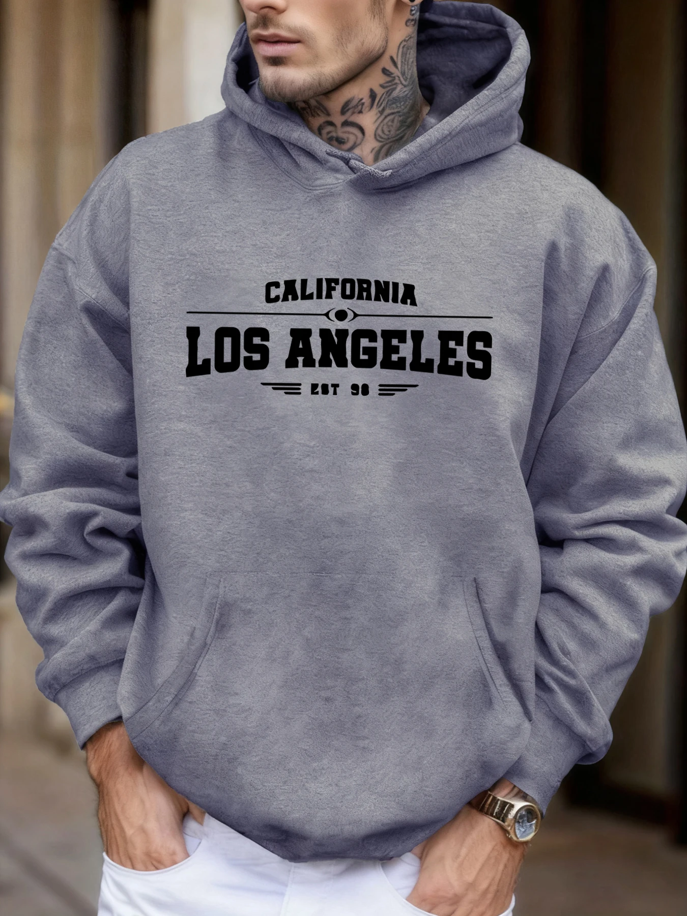 كاليفورنيا لوس أنجلوس الفني إلكتروني طباعة الرجال الخريف الصوف لينة رياضية أزياء مريح هوديي الشارع الركض بلوزات #1