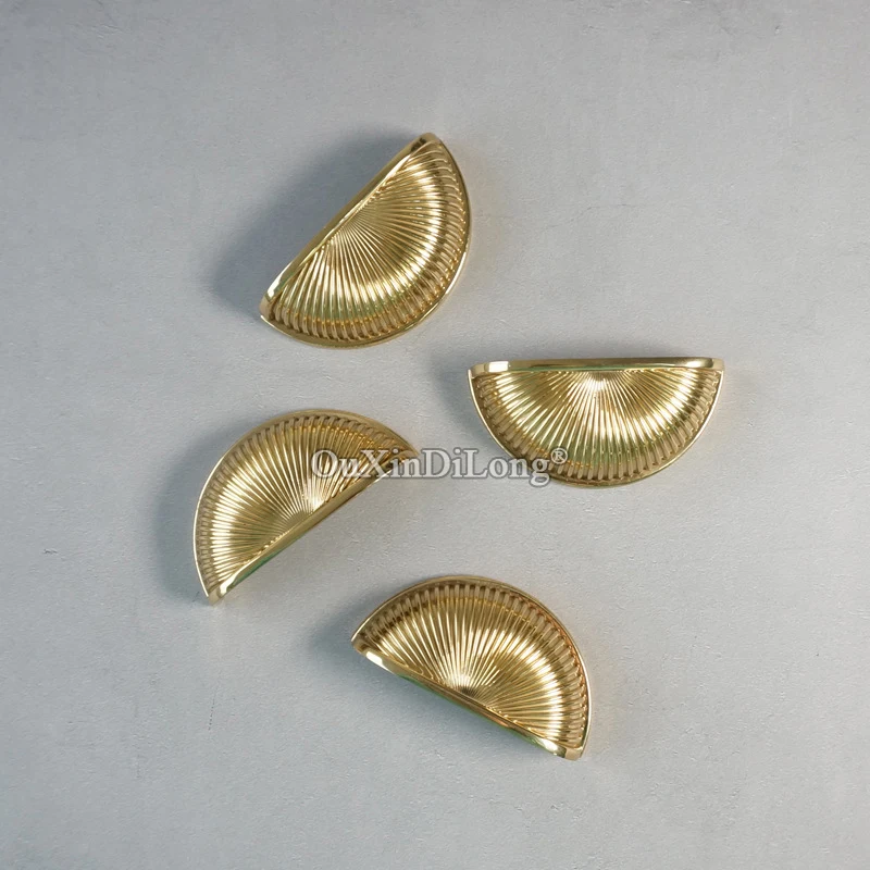 Stunning 4PCS Solid Pure Brass Hidden Furniture Pulls Handles Drawer Pulls Embedded Cupboard Wardware Closet TV Cabinet Knobs