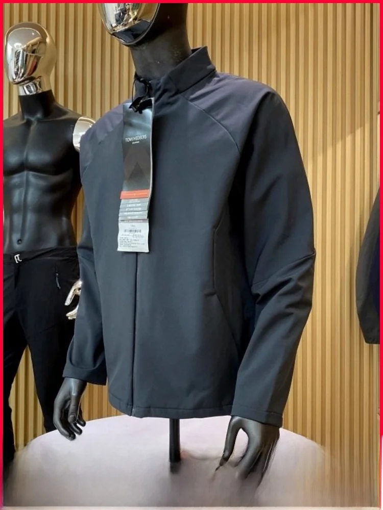 

Мужская спортивная тренировочная куртка на открытом воздухе, легкая, Qui Dry, теплая, тонкая, с воротником-стойкой, универсальная застежка-молния, длинная све