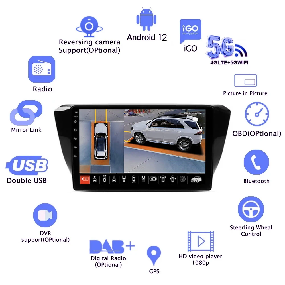 Android 14 QLED Car Radio Multimedia Video Player For Skoda Superb 3 2015 - 2019 Navigation GPS 4G+WiFi DSP NO 2 Din Carplay